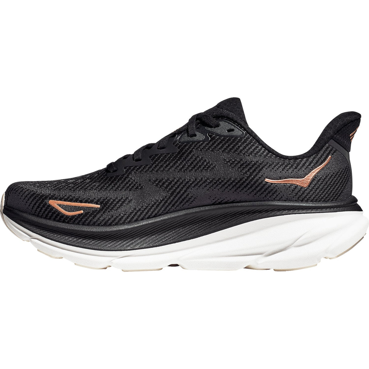HOKA Clifton 9 Women's Running Shoes Black/Rose Gold Mesh