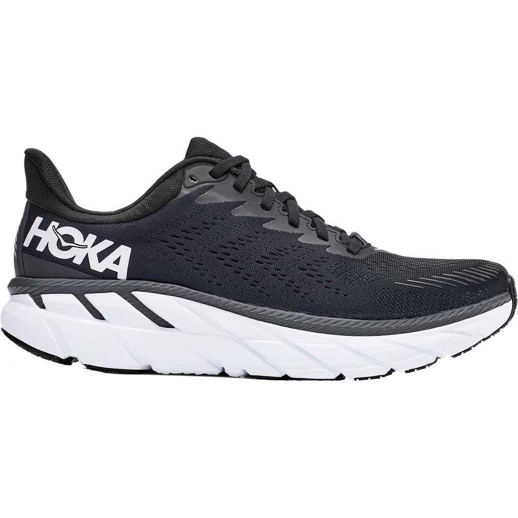 HOKA Clifton 7 Men's Running Shoes Black/White Mesh