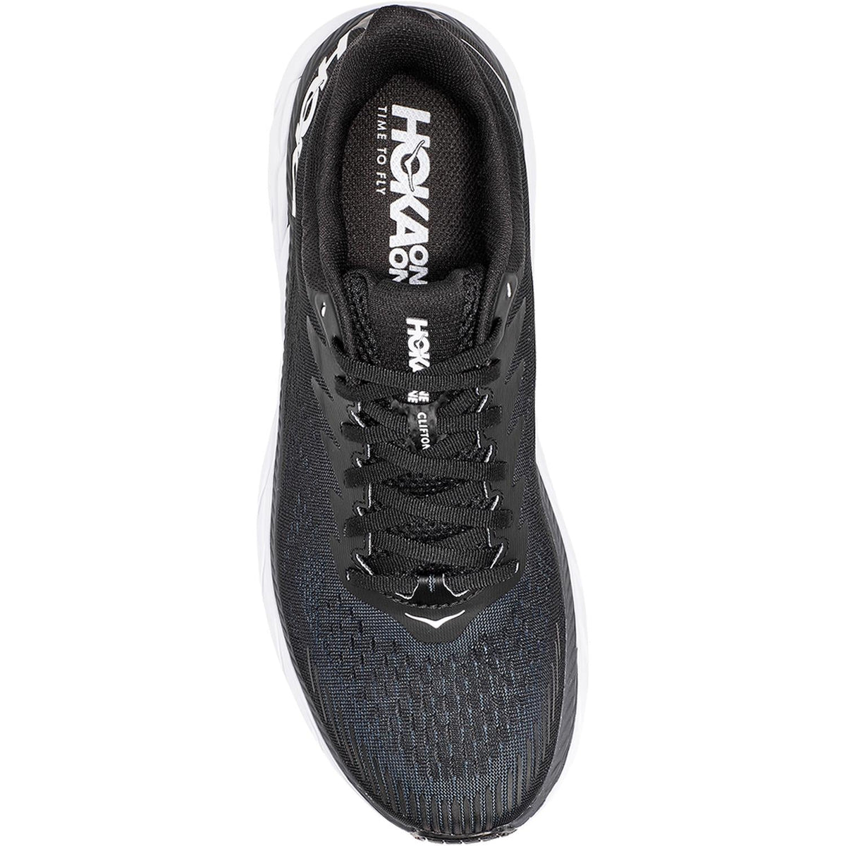 HOKA Clifton 7 Men's Running Shoes Black/White Mesh