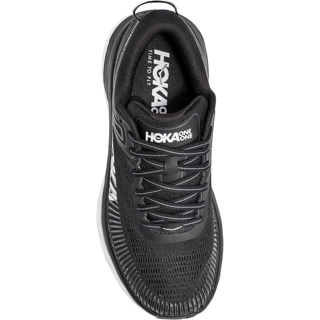 HOKA Bondi 7 Women's Road Running Shoes Black/White Mesh