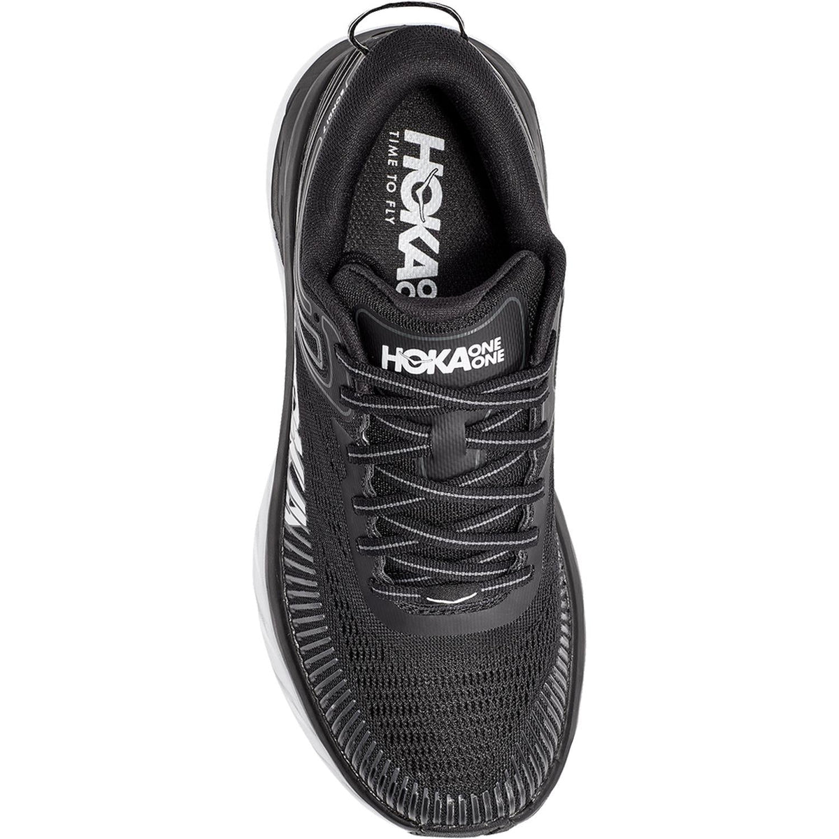 HOKA Bondi 7 Women's Road Running Shoes Black/White Mesh