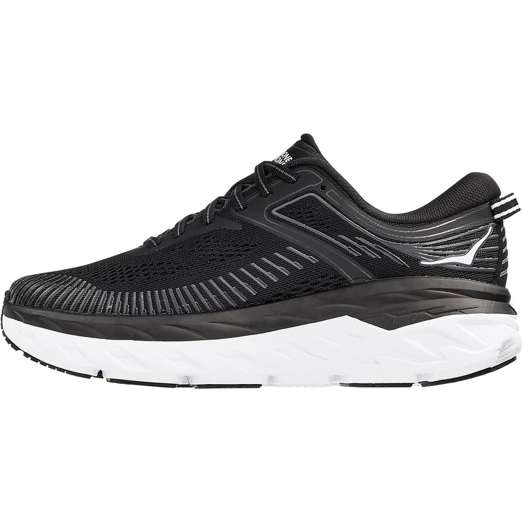 HOKA Bondi 7 Women's Road Running Shoes Black/White Mesh