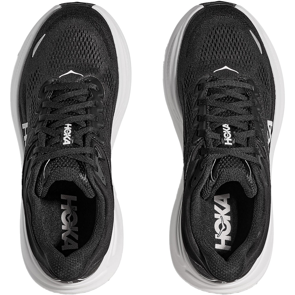 HOKA Bondi 9 Women's Athletic Shoes Black/White Mesh