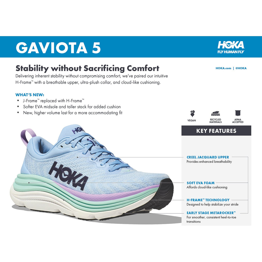 HOKA Gaviota 5 Women's Running Shoes Airy Blue/Sunlit Ocean Mesh