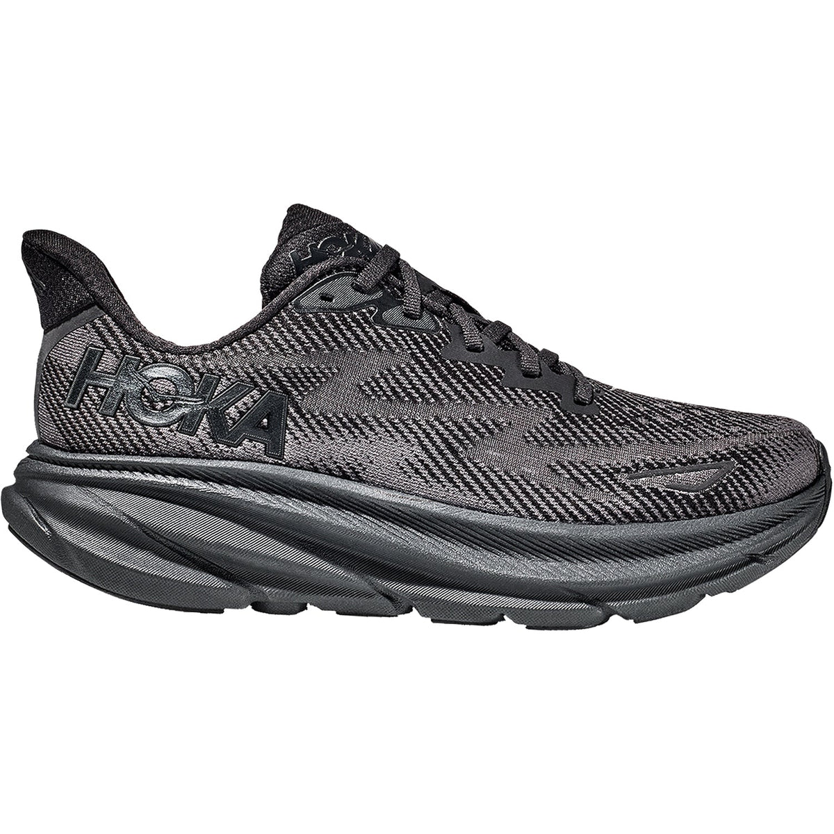 HOKA Clifton 9 Men's Road Running Shoes Black/Black Mesh