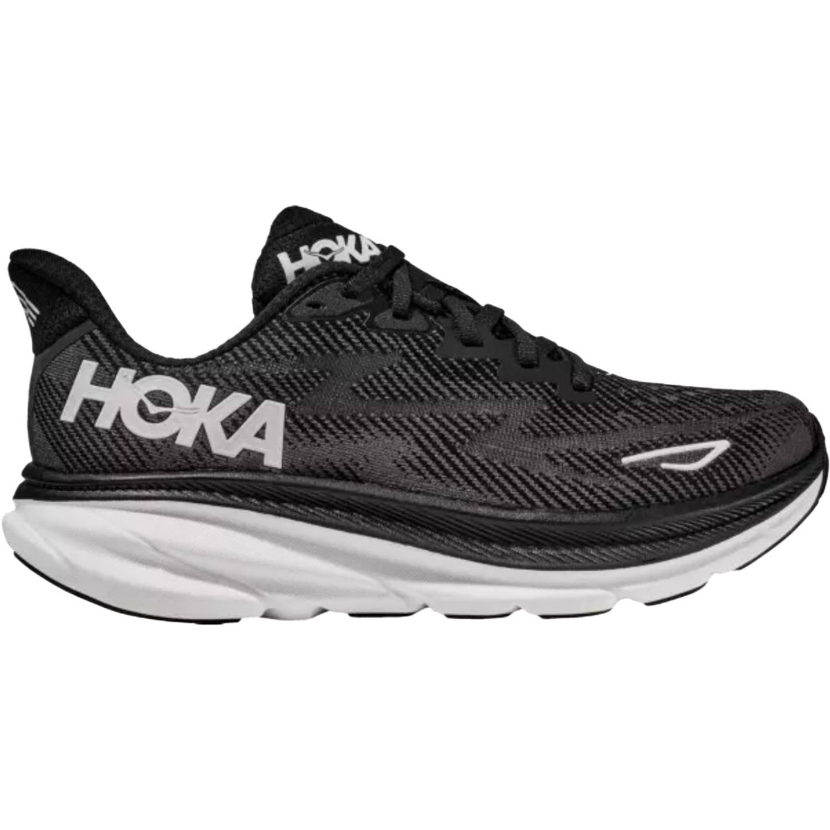 HOKA Clifton 9 Women's Road Running Shoes Black/White Mesh