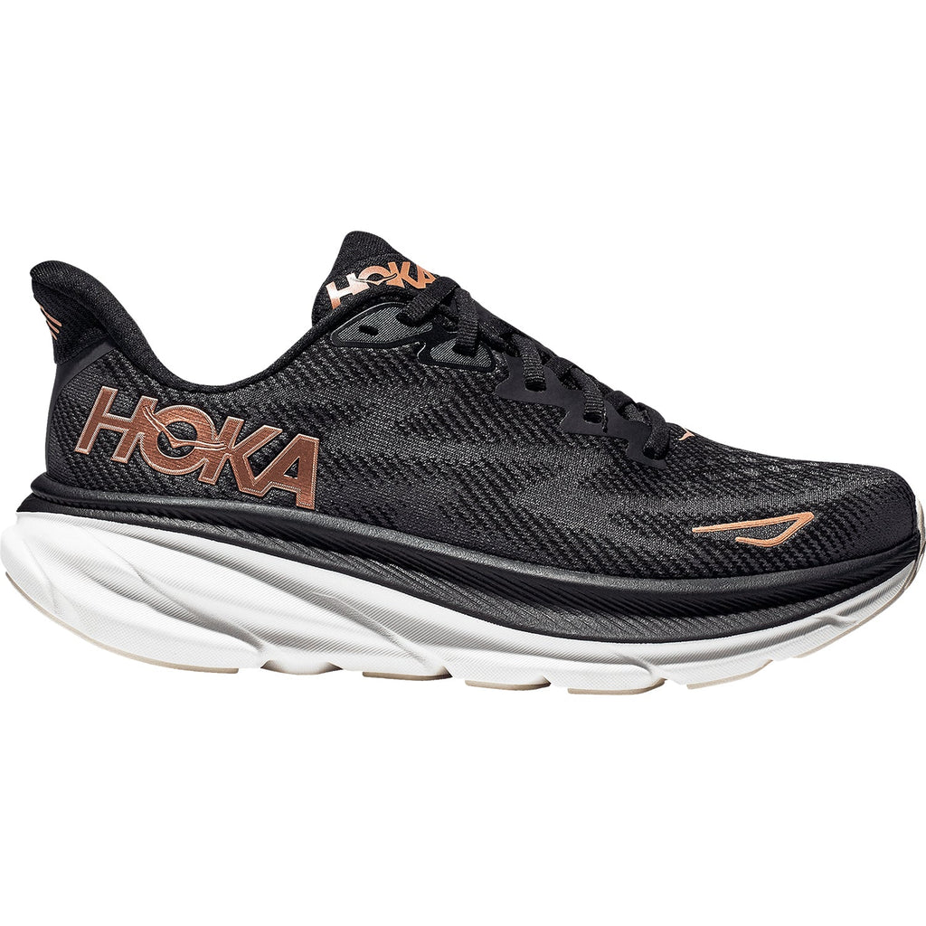 HOKA Clifton 9 Women's Running Shoes Black/Rose Gold Mesh
