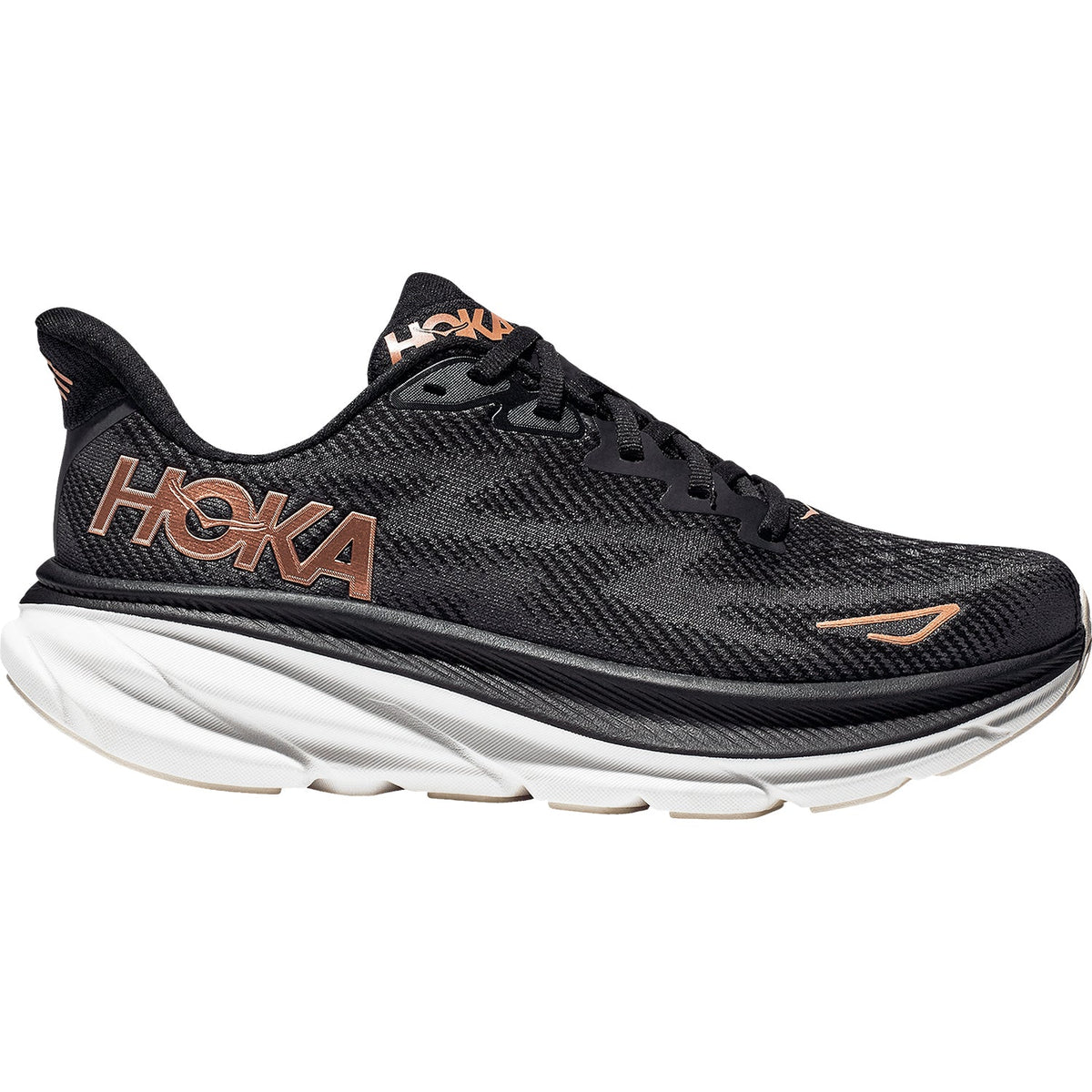HOKA Clifton 9 Women's Running Shoes Black/Rose Gold Mesh