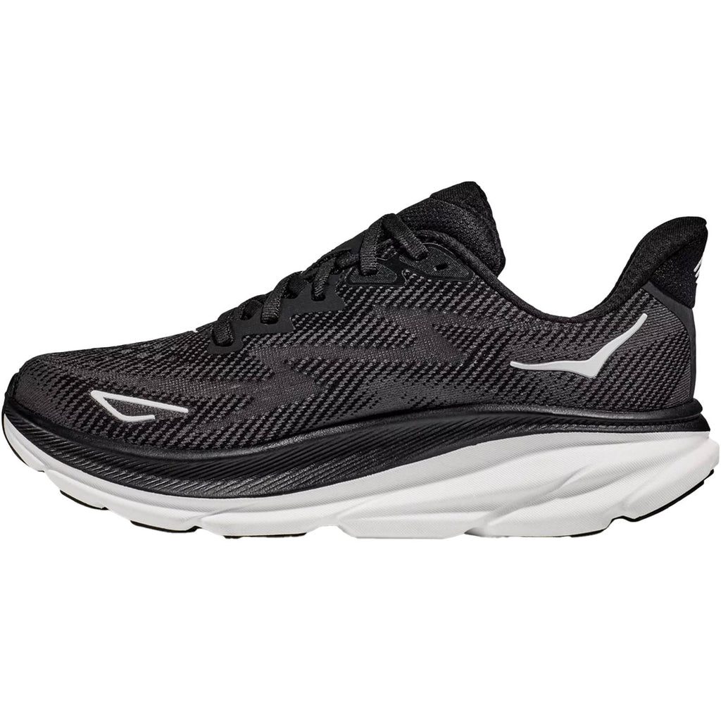 HOKA Clifton 9 Women's Road Running Shoes Black/White Mesh