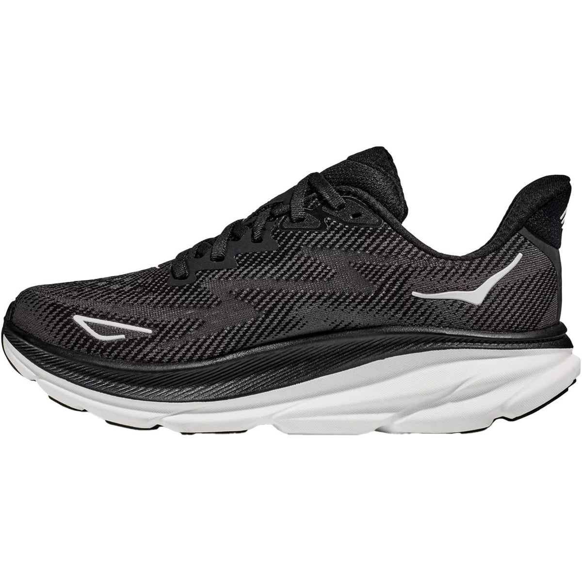 HOKA Clifton 9 Women's Road Running Shoes Black/White Mesh