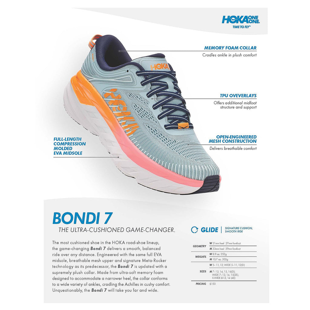 HOKA Bondi 7 Women's Road Running Shoes Black/White Mesh