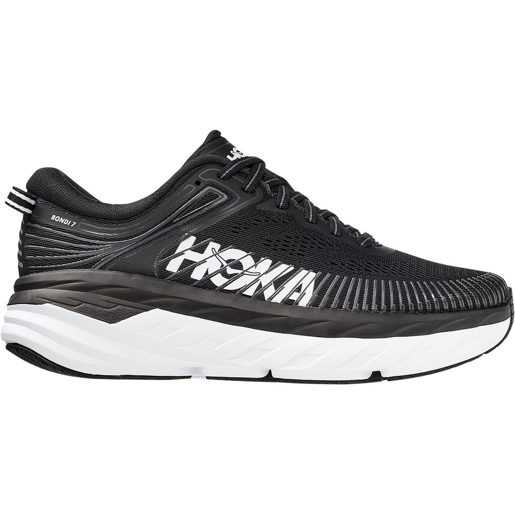 HOKA Bondi 7 Women's Road Running Shoes Black/White Mesh