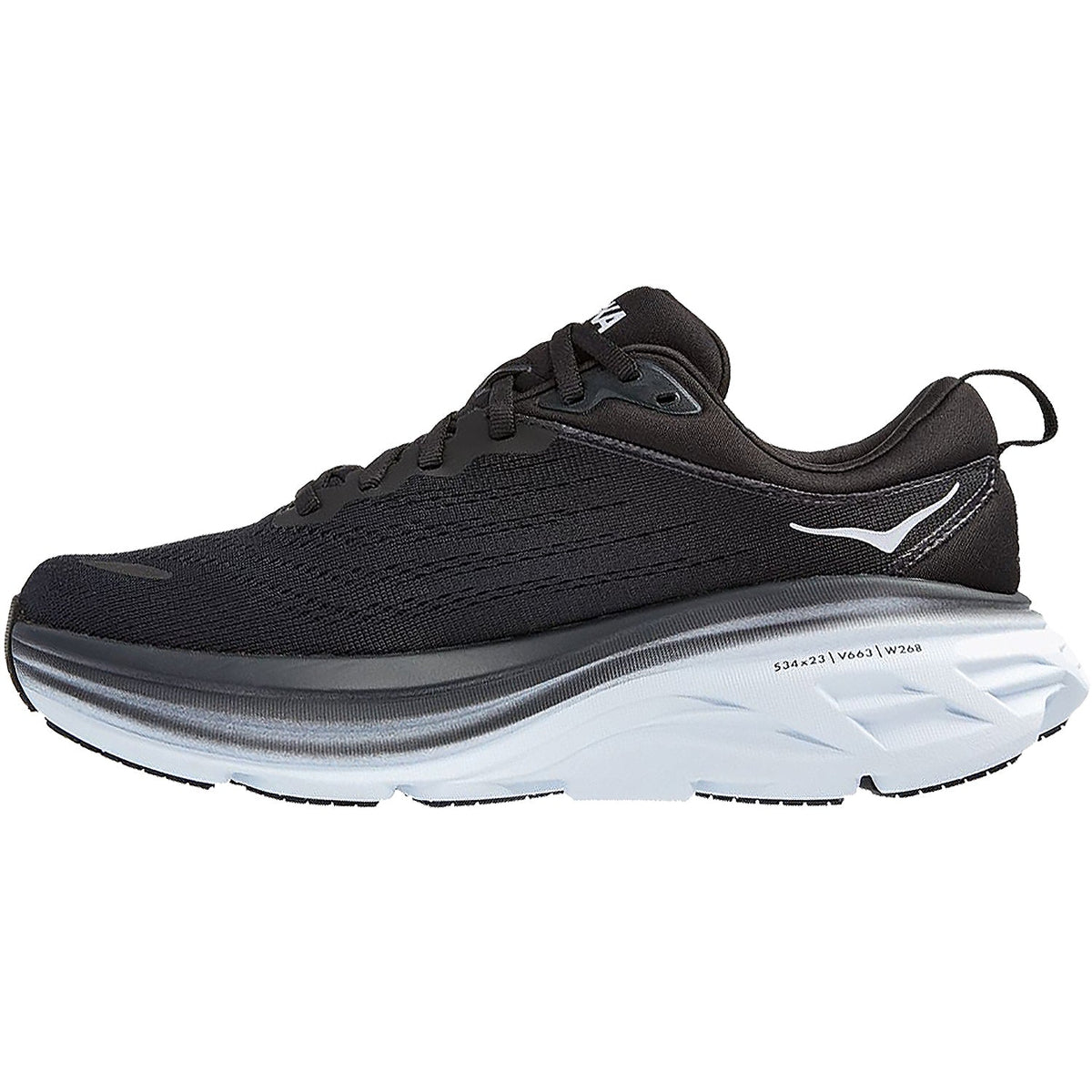 HOKA Bondi 8 Women's Road Running Shoes Black/White Mesh