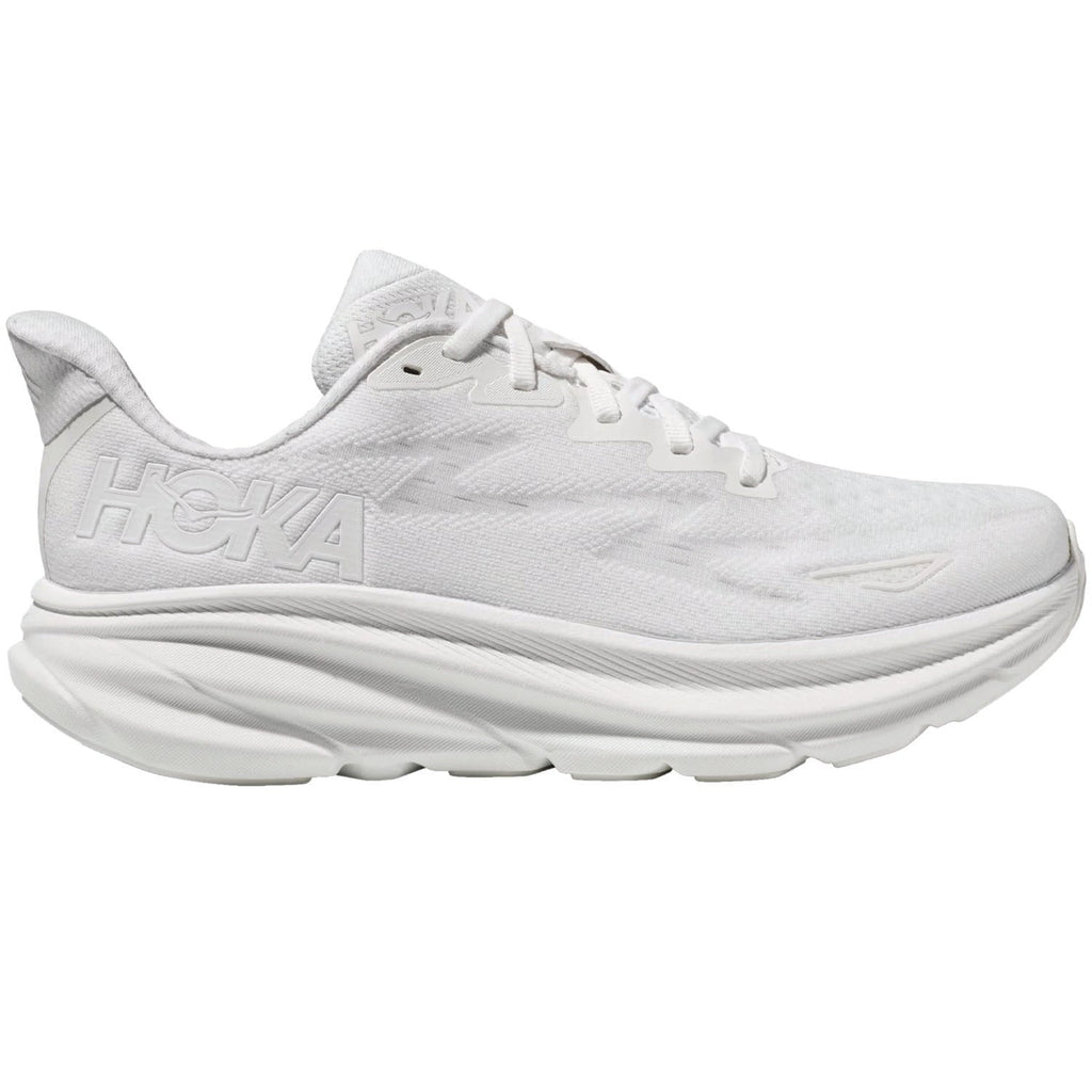HOKA Clifton 9 Women's Road Running Shoes White/White Mesh