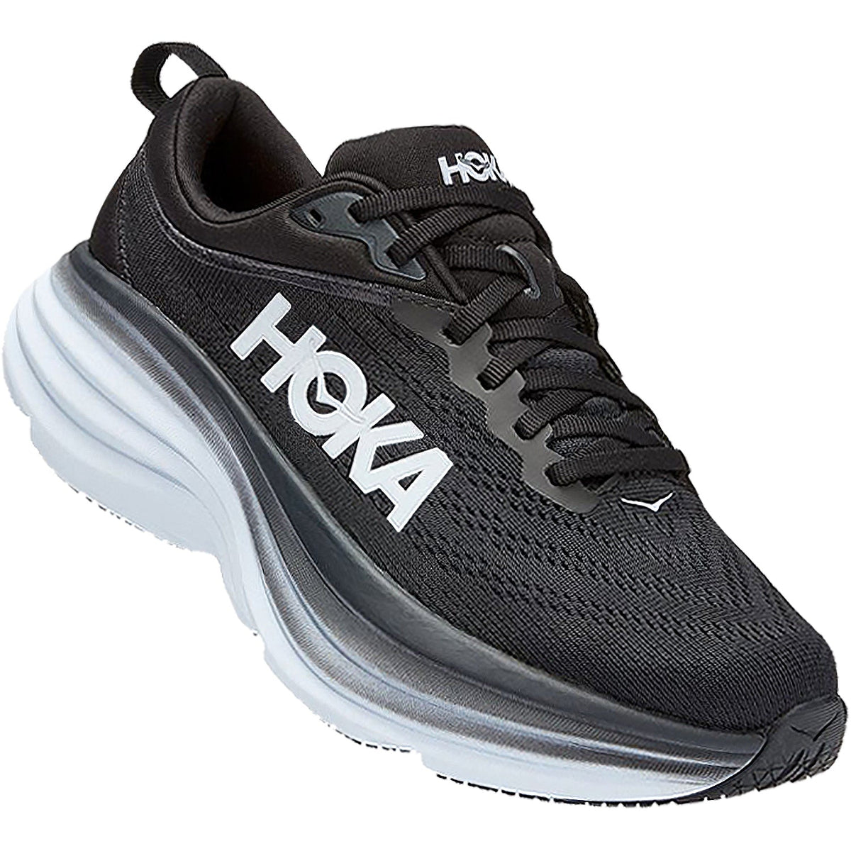 HOKA Bondi 8 Women's Road Running Shoes Black/White Mesh