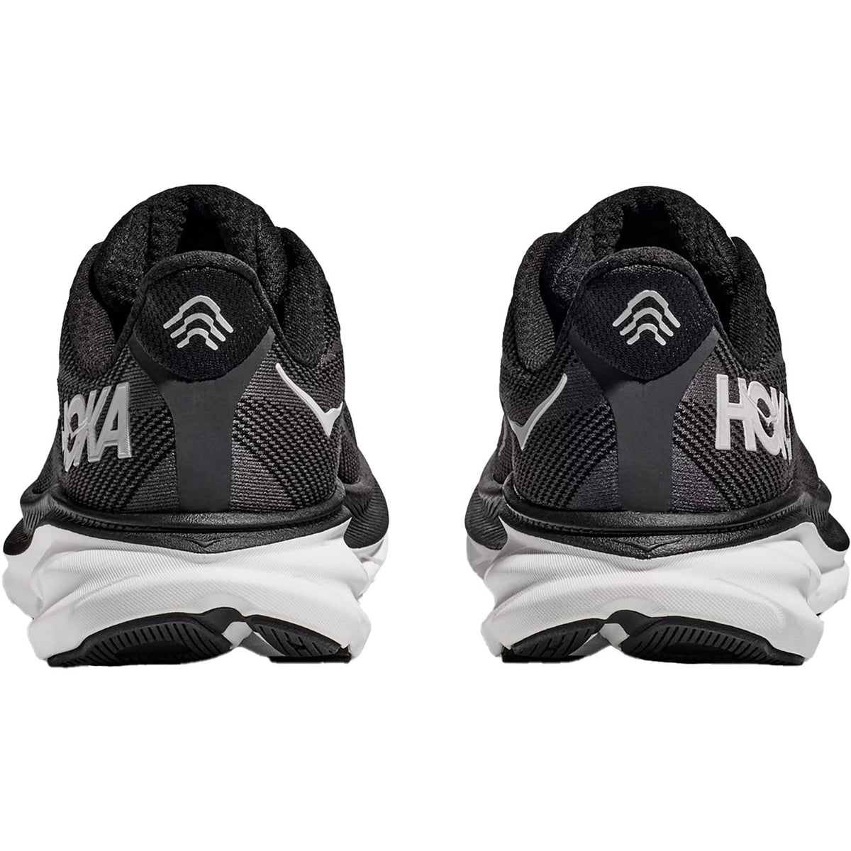 HOKA Clifton 9 Women's Road Running Shoes Black/White Mesh