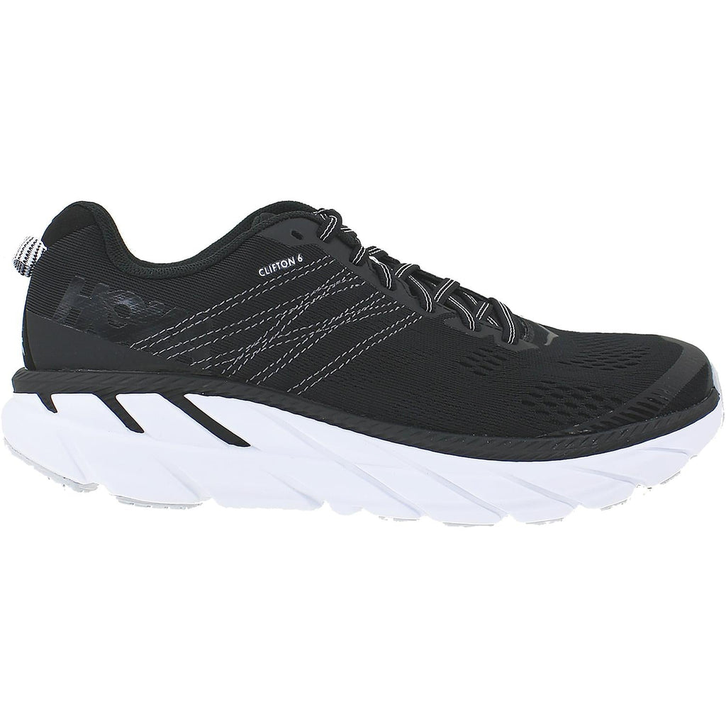 HOKA Clifton 6 Women's Running Shoes Black/White Mesh