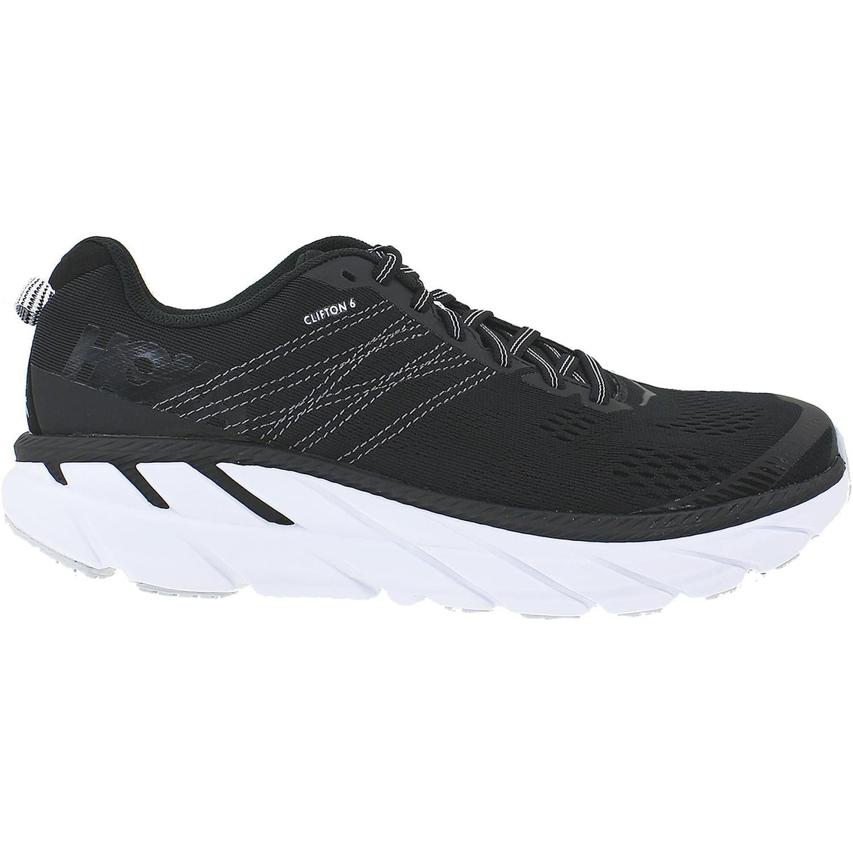 HOKA Clifton 6 Women's Running Shoes Black/White Mesh