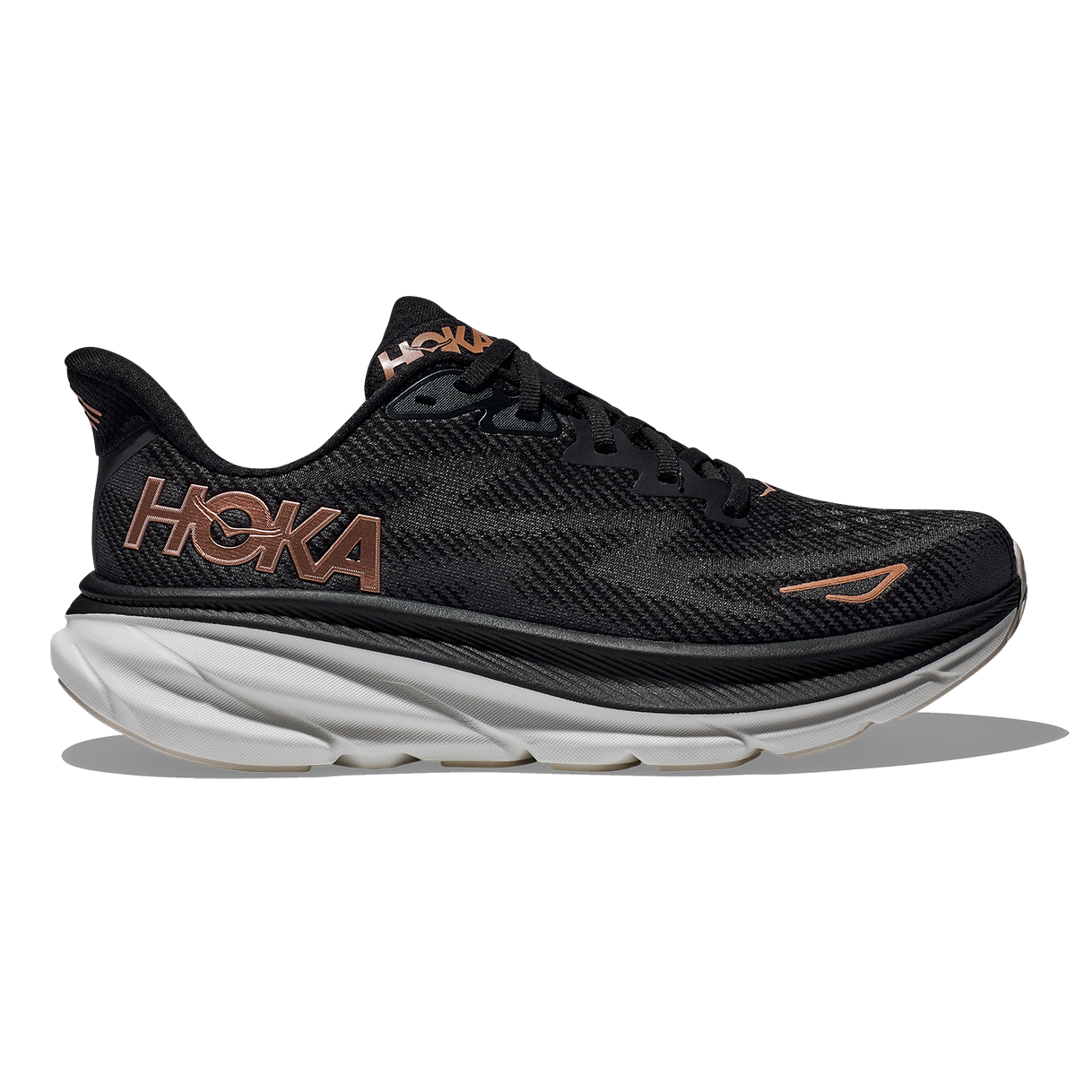 HOKA Clifton 9 - Black - Rose Gold Women's Running Shoes