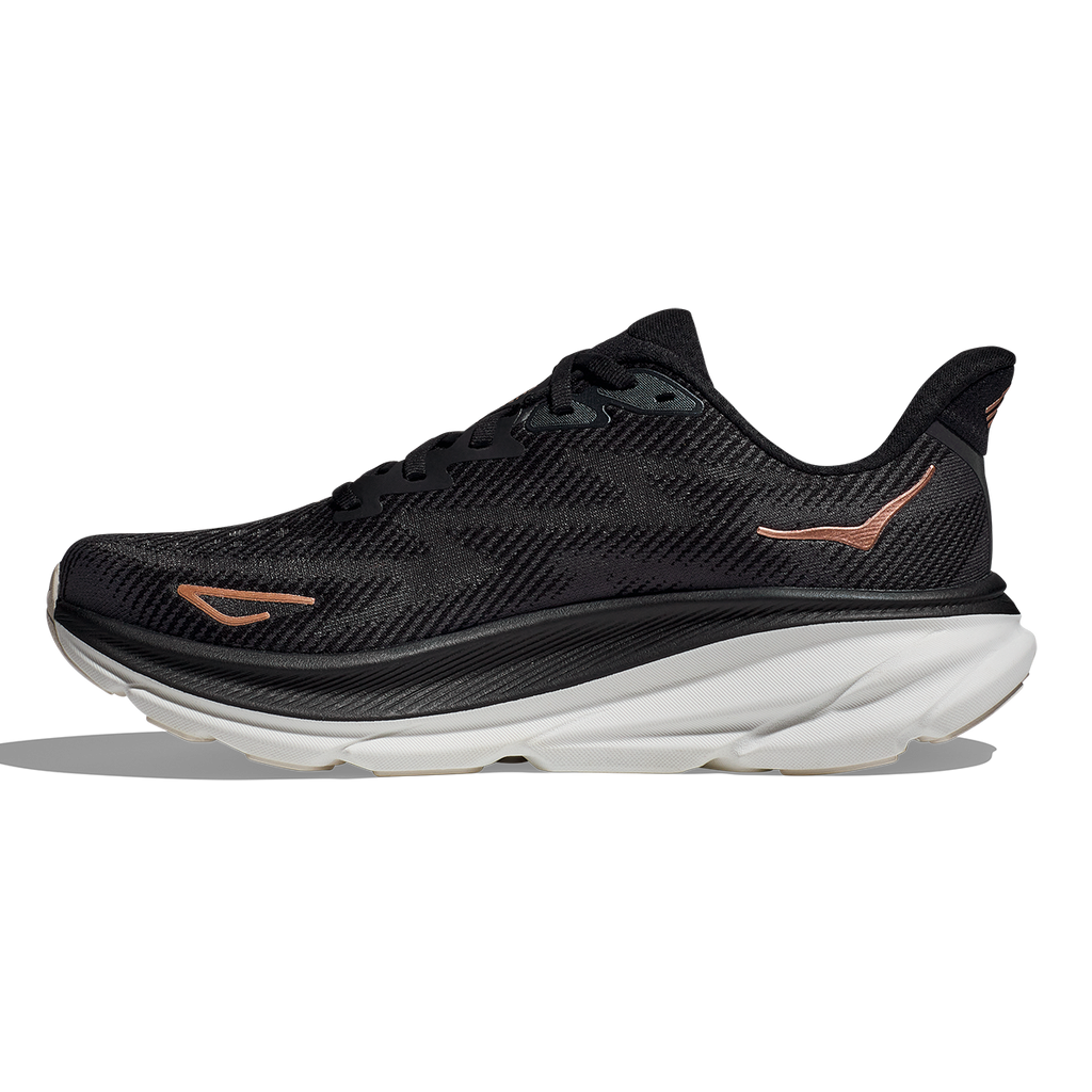 HOKA Clifton 9 - Black - Rose Gold Women's Running Shoes