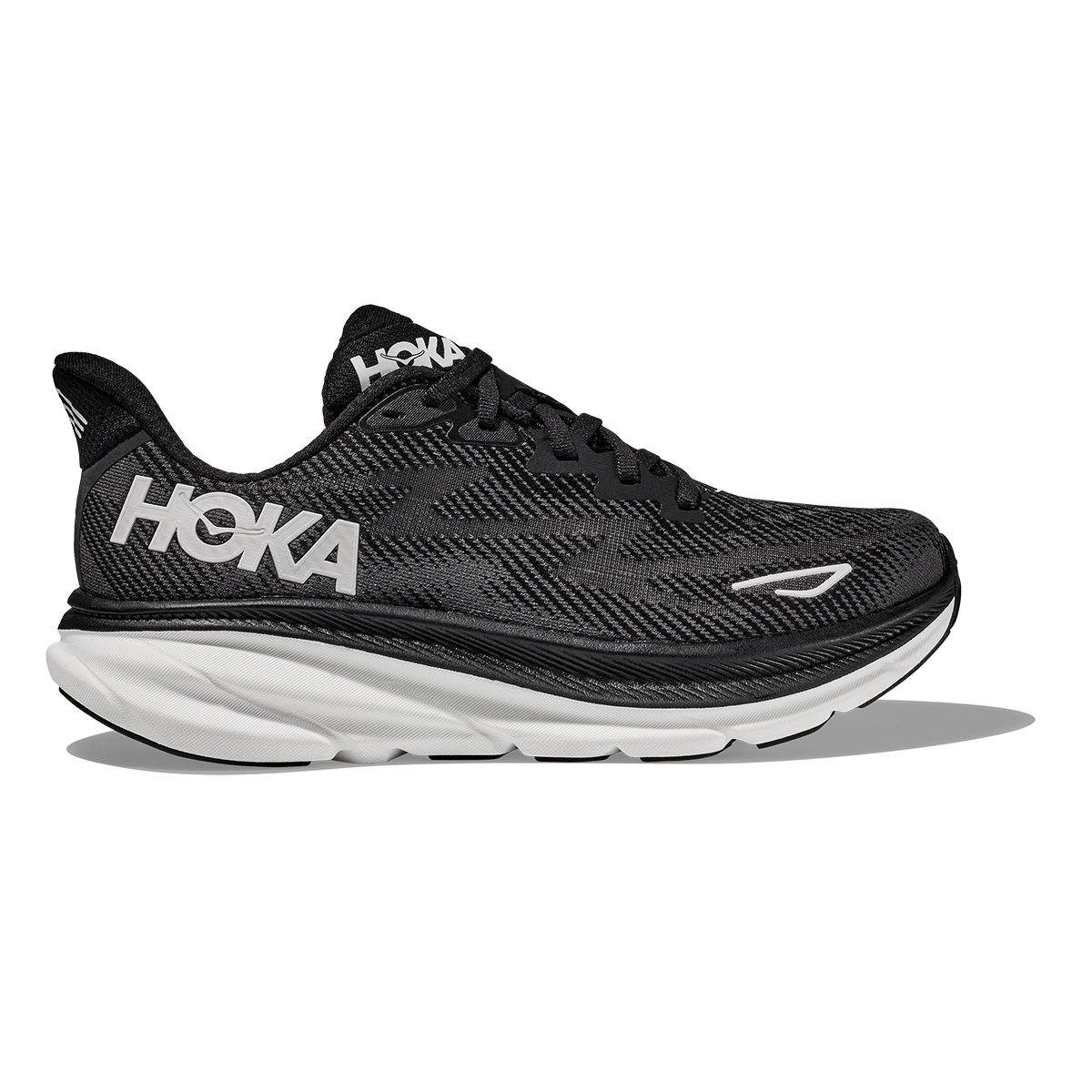 HOKA Clifton 9 - Black - White Women's Running Shoes